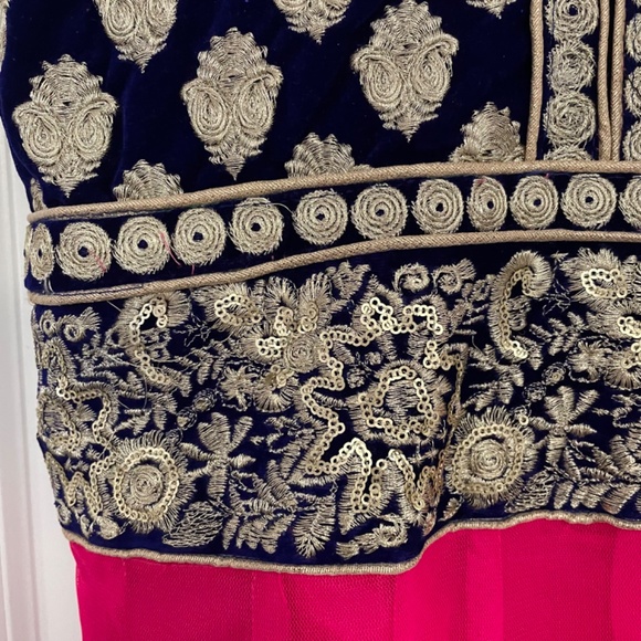 Pink and Blue Anarkali - Picture 3 of 6